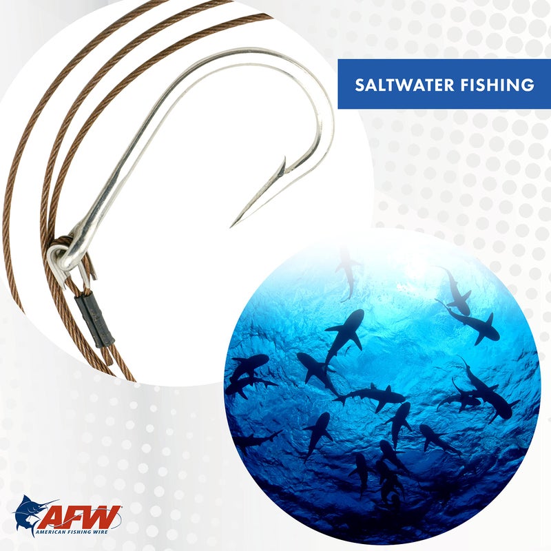 AFW American Fishing Wire 49 Strand, 7x7 Stainless Steel Shark Leader Cable, 600 lb / 273 kg Test, .072 in / 1.83 mm Dia, Bright, 30 ft / 9.2 m - Image 2